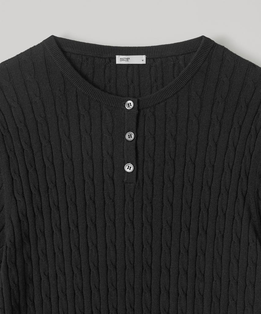 ANOTHER OFFICE WOMEN W. Henley Neck Cable Knit (Black)
