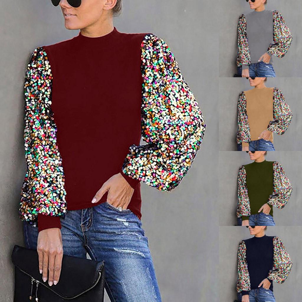 

Женская лоскутная блузка с длинными рукавами и высоким воротником, пуловер, рубашка в стиле пэчворк