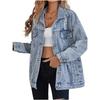 Giacca di jeans oversize strappata da donna stile boyfriend saldi