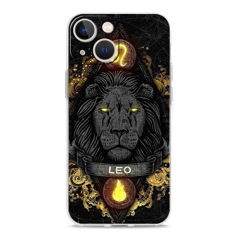 Phone Case For iPhone 16 15 14 13 12 11 Pro Max XS X XR 7 8 Plus soft TPU Clear Cover Aries Leo Libra Pisces Virgo Capricorn
