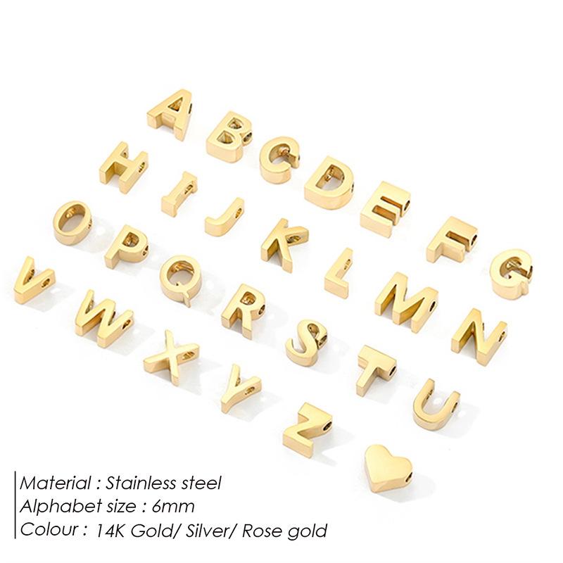 Stainless Steel Non-Fading English Letter Pendant Charms for DIY Jewelry, 26 Letters Available