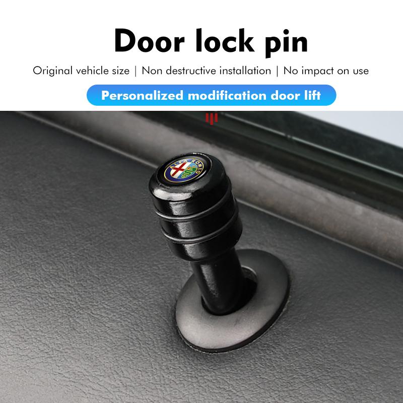Alloy Car Security Door Lock Buckle Interior Knob Pull Pin Cover For Alfa Romeo 159 Giulietta 156 147 Giulia Mito GT Stelvio