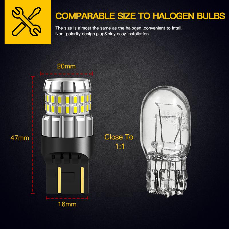 2×7443 7440 LED Turn Signal Light T20 W21W Lamp for Mitsubishi Outlander Sport/RVR/i-MiEV, Yellow Indicator Blub Canbus No Error