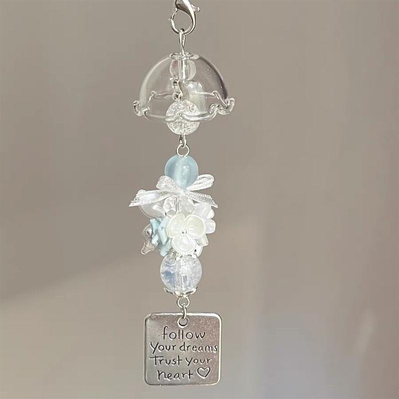 Transparent Keychain Cute Wind Chime Pendant Keyring Mobile Phone Lanyard Kawaii Bag Decorative Accessories Home Decorations