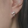 [SILVER] HEART CC 4 CZ EARRINGS (3 COLORS)