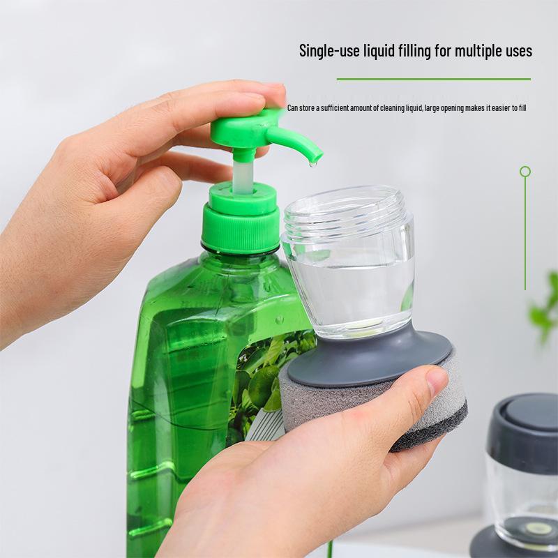 Multi-Functional Detachable Pot Brush with Automatic Liquid Dispensing, Safe for Cookware, Press-Type Cleaning Tool
