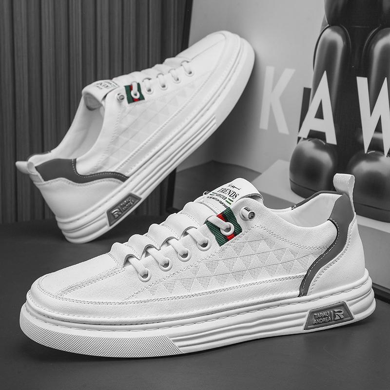 

Мужская обувь весна дышащая на одной педали мягкая подошва кожаная обувь маленькие белые туфли мужская обувь на плоской подошве мужская дышащая и удобная 44 белый