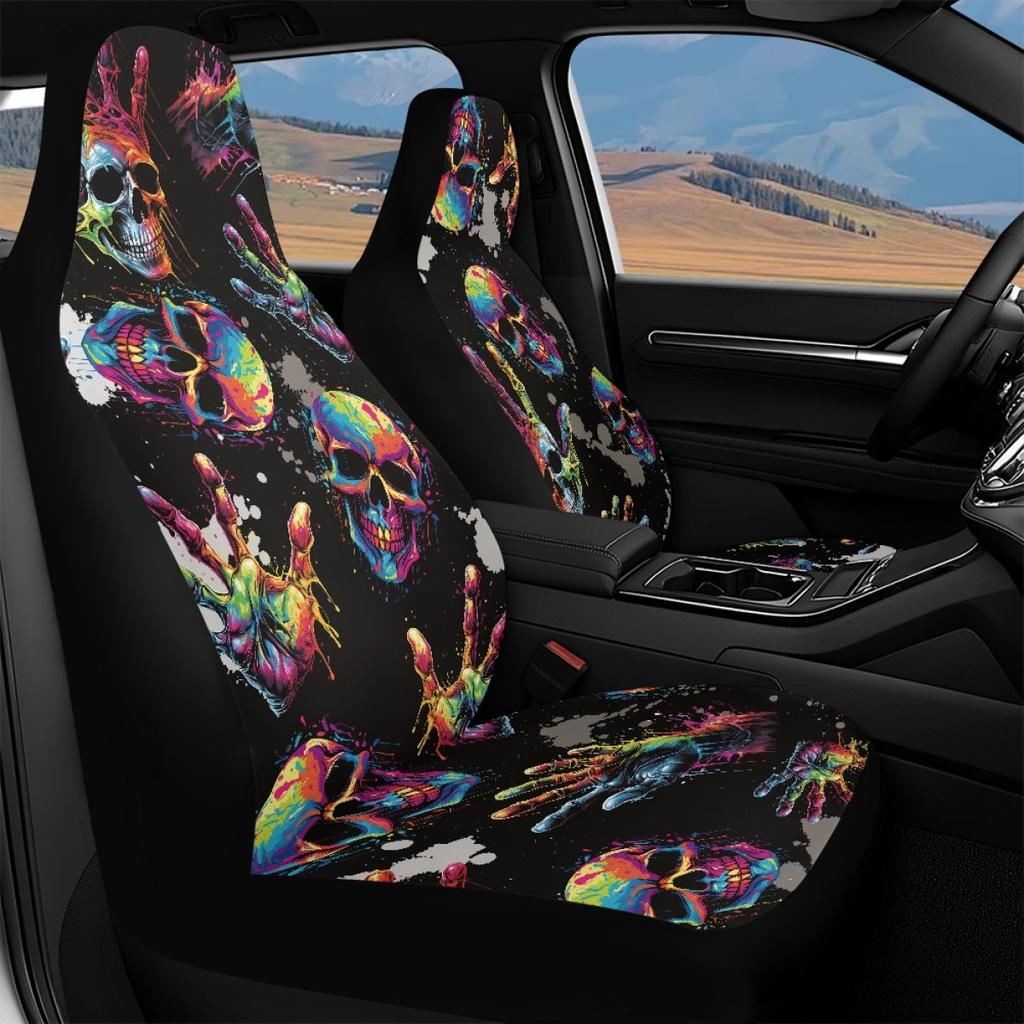 Universal Auto Seat Covers Digital Print Abstract Patterns Waterproof Airbag Compatible Front Rear Seat Protectors Full Set