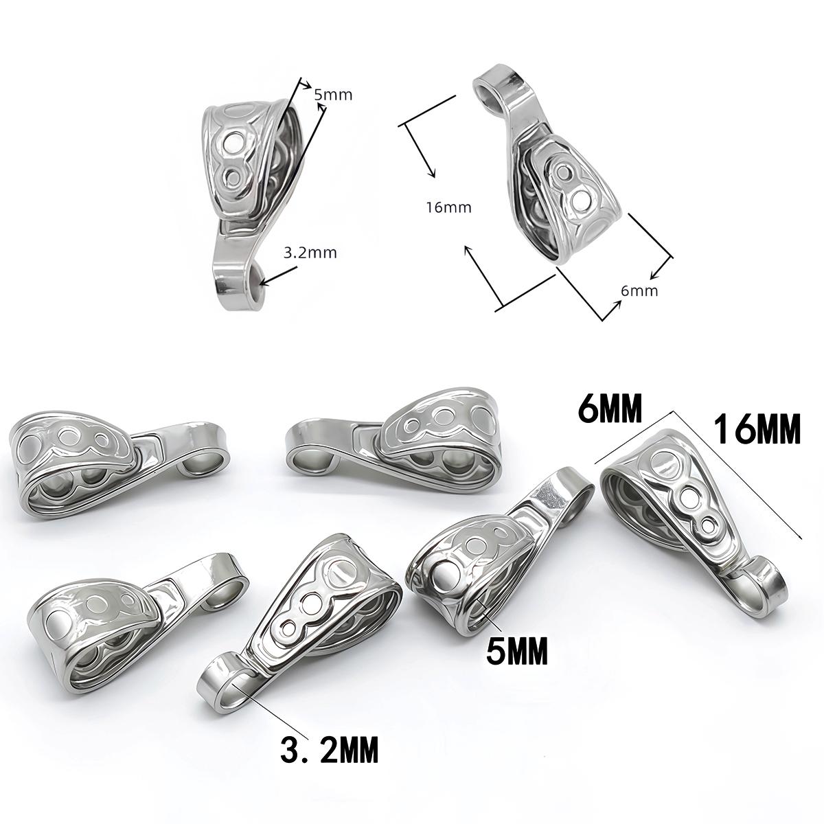 10-30PCS Stainless Steel Pendant Hooks Connectors Bail Clasps 6x16mm Necklace Pendant Clips Jewelry Making Finding Accessories 10 PCS