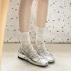 French ballet flat shoes summer new with skirt light mouth single shoes silver Mary Jane shoes