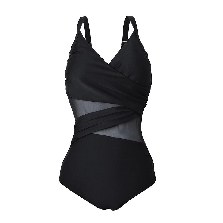 2026 New Sexy Plus Size One Piece Swimsuit Women Mesh Patchwork Bathing Suits Vintage Swimwear Summer Beach Wear Swim Suit M-4XL