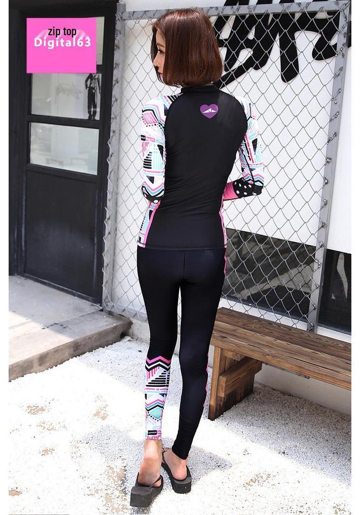 Women's Long Sleeve Sun Protection Swimwear: Wetsuit, Snorkeling Suit, Swimsuit, and Surfing Trunks - Korean Style