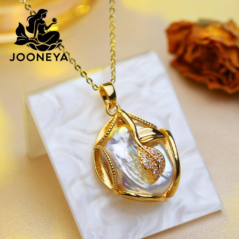 SENIKO Natural Água Doce Grande Barroco Pérola Colares Para Mulheres Moda Flor Cubic Zirconia Pingente Com Corrente Presente de Aniversário