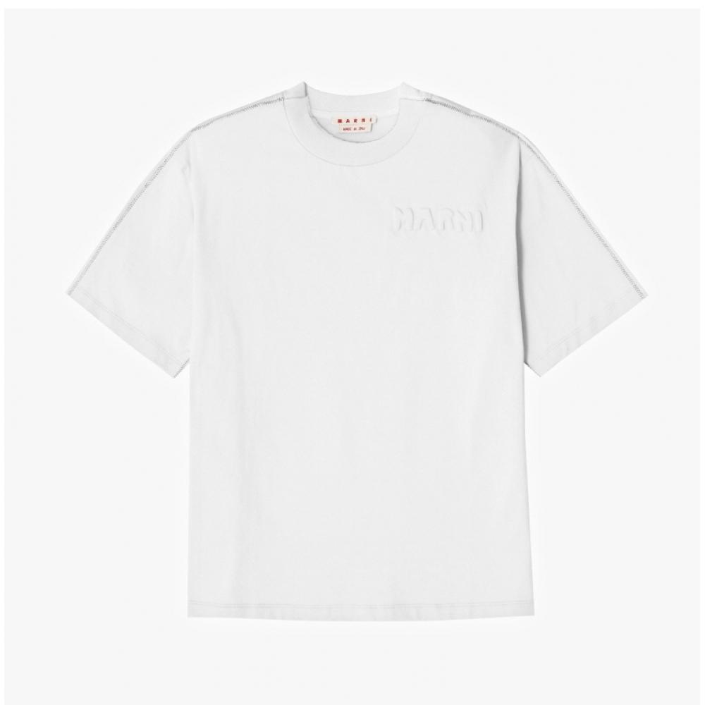 Marni Thjet49qx Utc017 00w01 Logo Women S Short Sleeve Tee