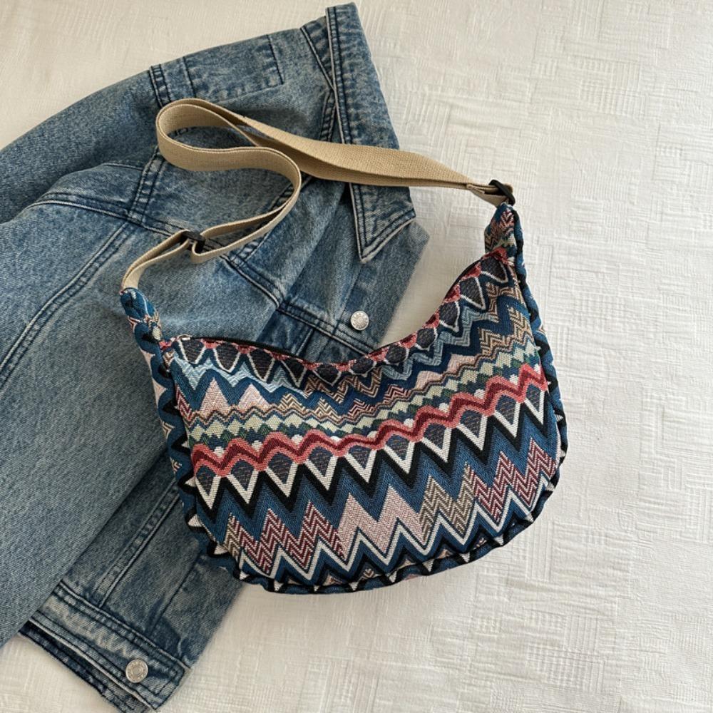 Large Capacity Canvas Bag Trendy Retro Shoulder Bag Casual Commuting Bag Party