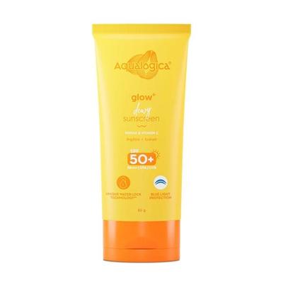 Aqualogica Glow+ Dewy Sonnenschutz LSF 50 PA++++ | Für fettige Haut | UVA/B- und Blaulichtschutz für Männer und Frauen | Duftfrei | 80 g