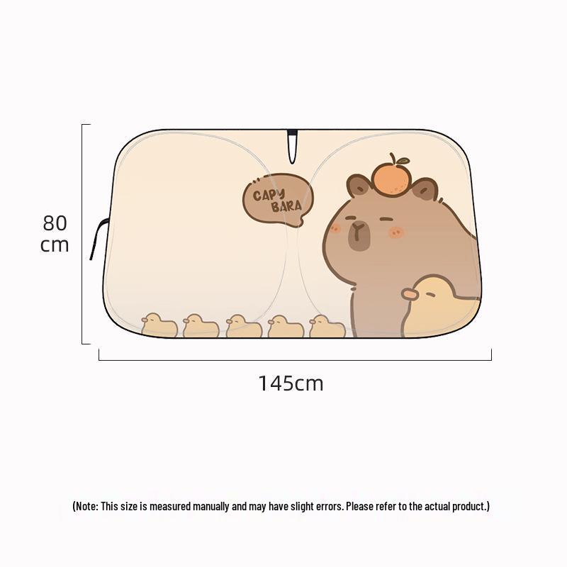Capybara Cartoon Double Ring Car Sunshade - Cute Car Heat Insulation Front Windshield Visor