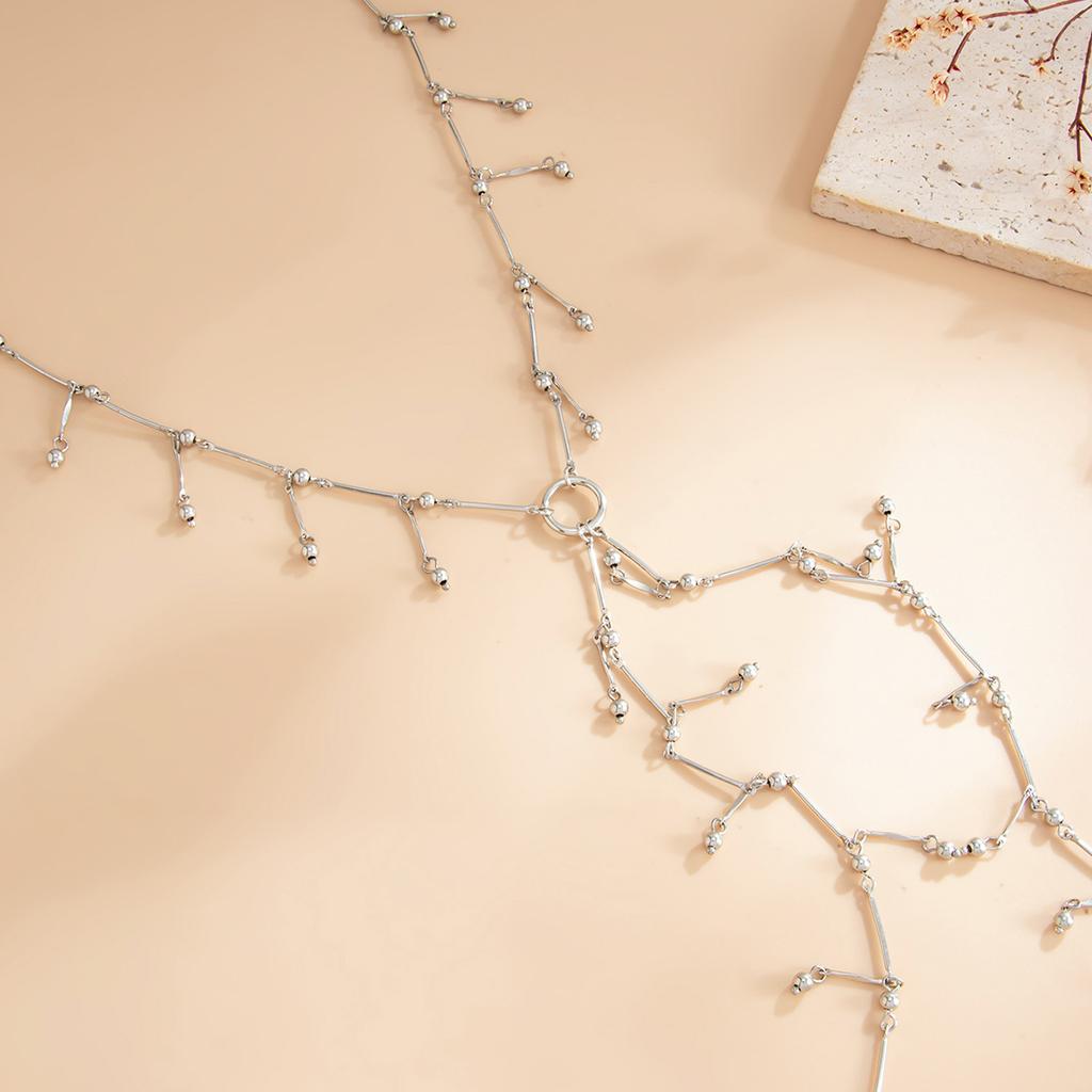 European and American Spice Girls long Y-shaped bead fringed collarbone chain, personalized ins commuting geometric bone joint chain necklace