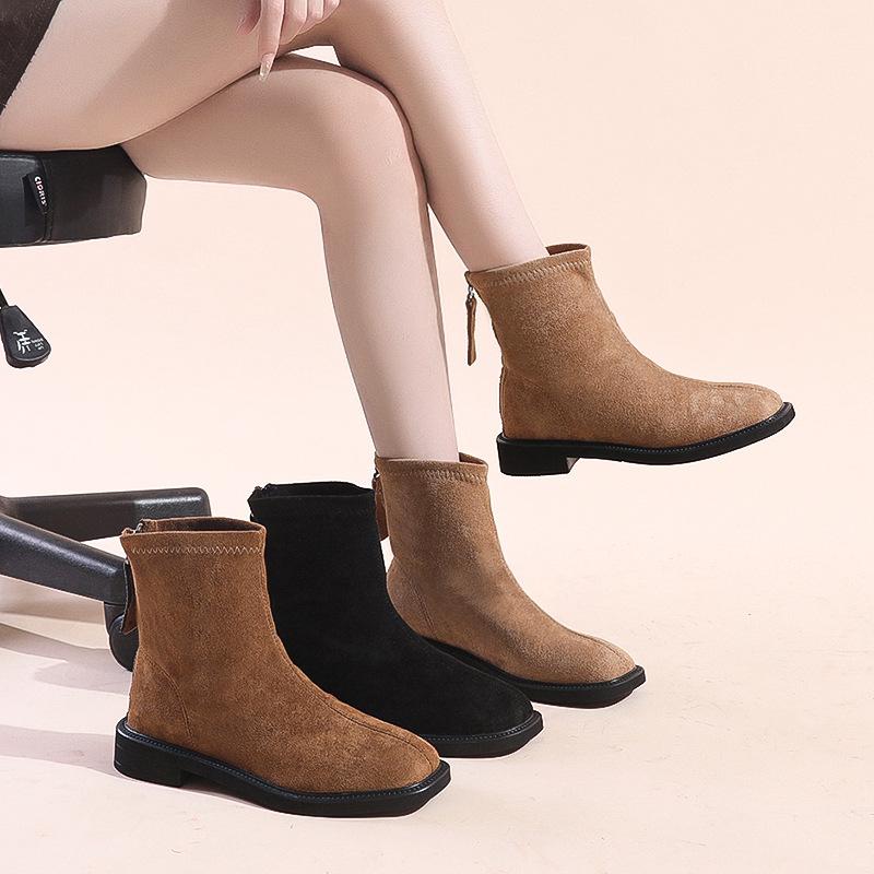 Loose Soft Leather Women's Boots Soft Elastic Sole Not Tired Feet Warm Breathable Thick Bottom Height Increase Fashion Comfortable Martin Boots