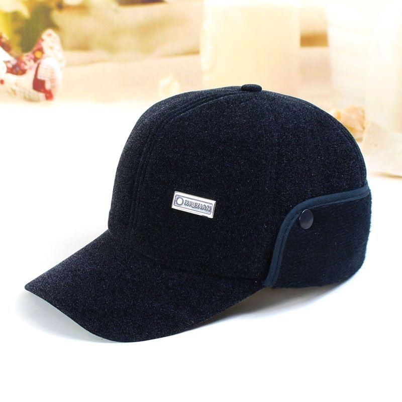 Men's Winter Ear Protection Hat - Warm Thick Cotton Flat Cap for Dad or Grandpa, Large Fit.
