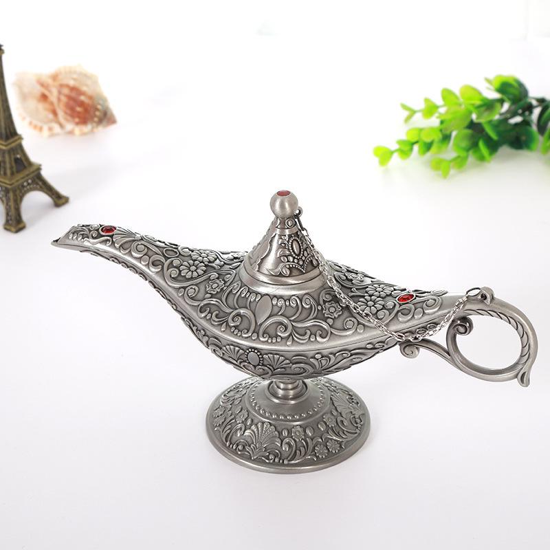 Large Aladdin's Wishing Lamp Figurine - Metal Home Decor and Gift