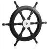 Premium Sailor's Hand Crafted Brass & Wooden Ship Wheel | Luxury Gift Decor | Boat Collectibles (Black (Aluminum Ring), 16 Inches)