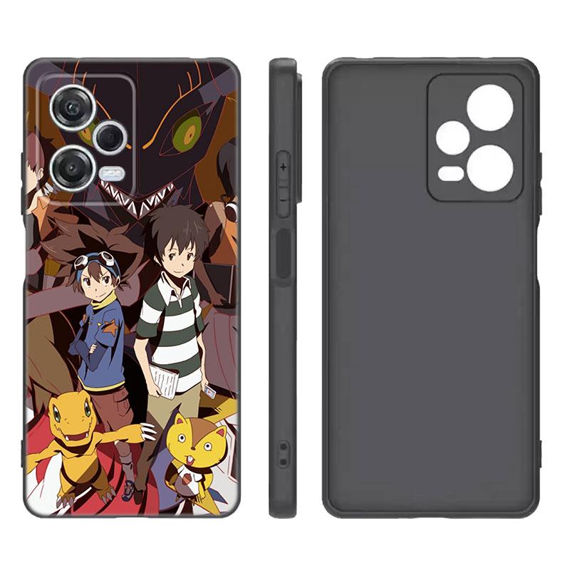 Digital Monster Digimon Black Silicone Phone Case For Xiaomi Redmi Note 9 10 11 11S 11T 12 13 Pro 5G Plus 9S 10S 12S