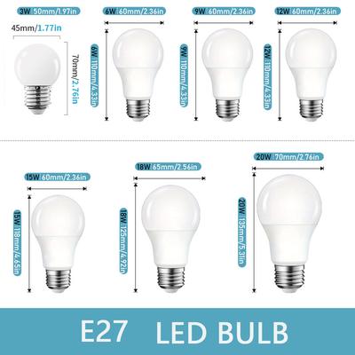 12PCS LED Bulb 110V 3W 6W 9W 12W 15W 18W 20W Indoor LED Lighting Bulbs E27 E26 E14 E12 Led Lamp for Home