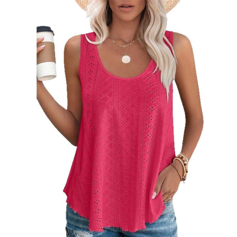 2025 Spring/Summer Loose Sleeveless Round Neck T-shirt