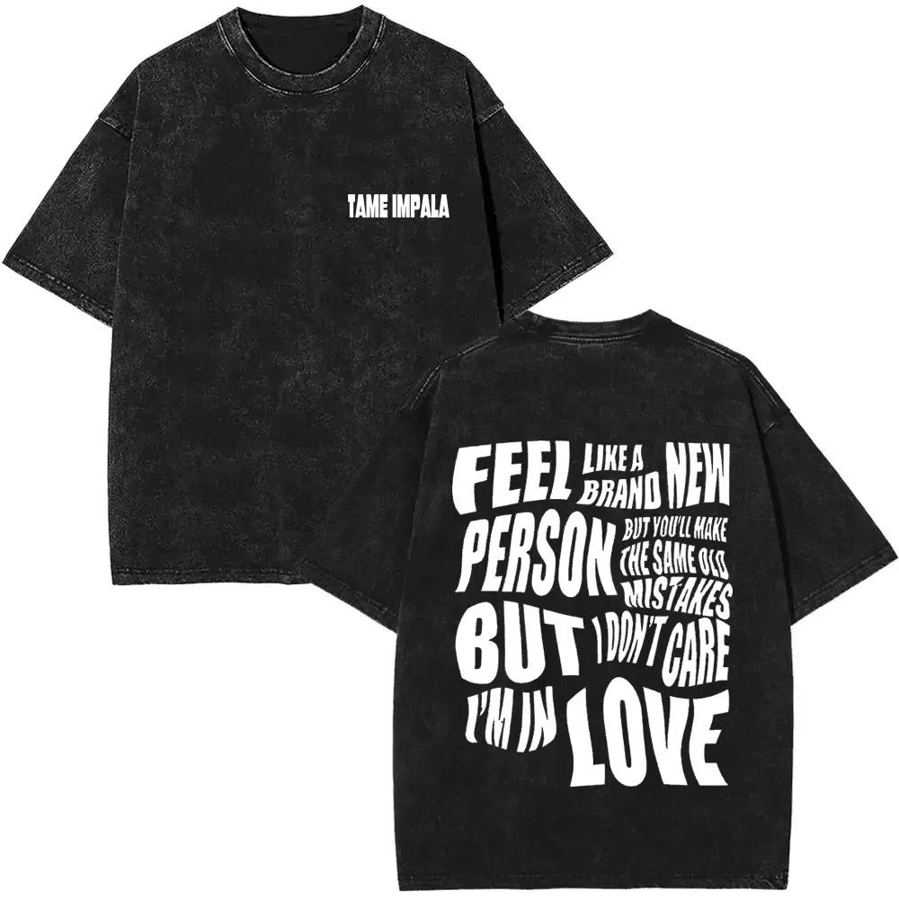 Tame Impala Deadbeat Grafik T-Shirt Vintage gewaschen Psychedelic Rock Unisex Lässiges Baumwoll-T-Shirt Herren Übergröße Kurzarm