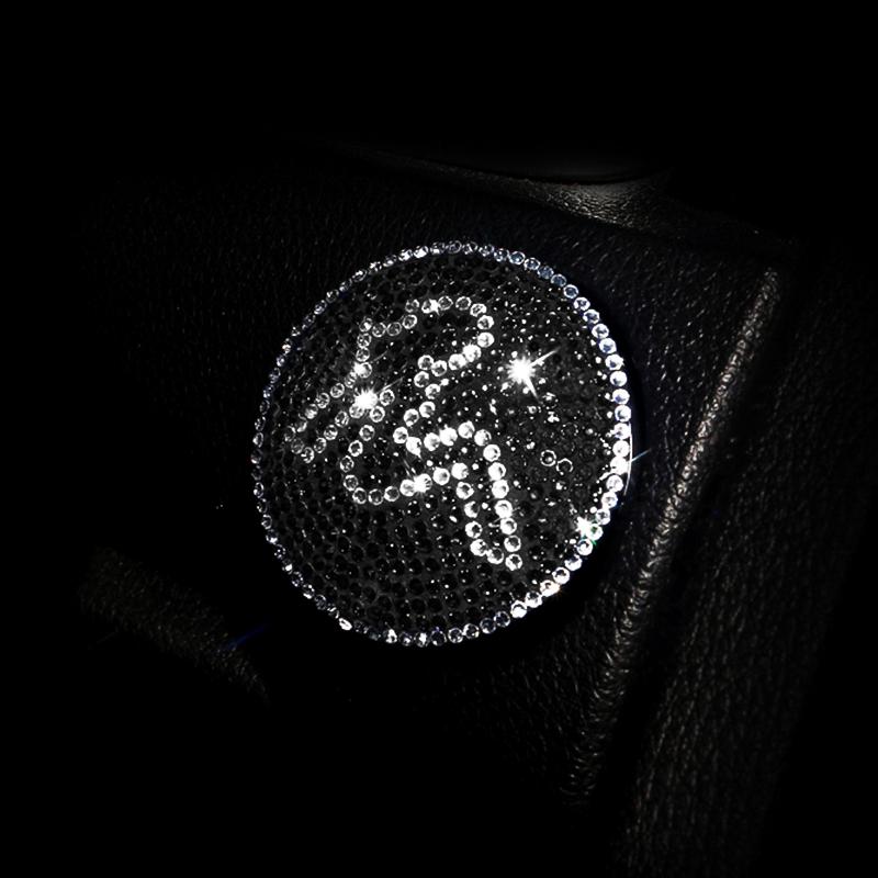 Luxury One-Key Start Button Cover Car Engine Ignition Start Button Protective Cover Car Stickers Pink Car Accessories for Girls