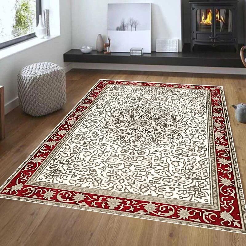 Retro Ethnischer Teppich Türkischer Perserteppich für Wohnzimmer Dekorativ Bettseite Schlafzimmer Vintage Bodenmatte Eingang Fußmatte Teppich