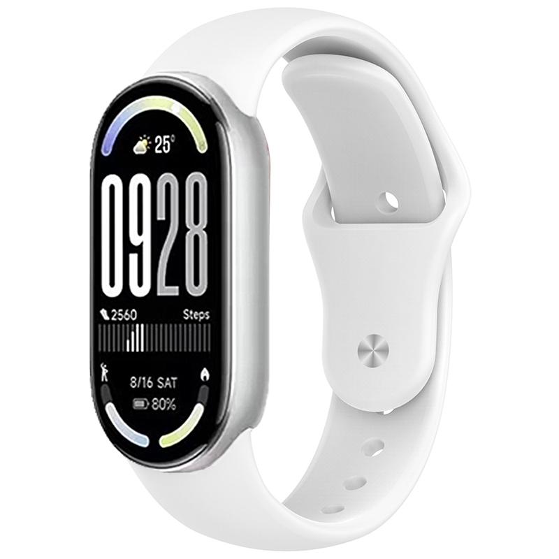 

Sports Silicone Strap For Xiaomi Band 10/9/8 Soft Comfortable Metal buckle Bracelet Wristband For Miband 8/9/10 Replacement Belt For Xiaomi band 10 белый