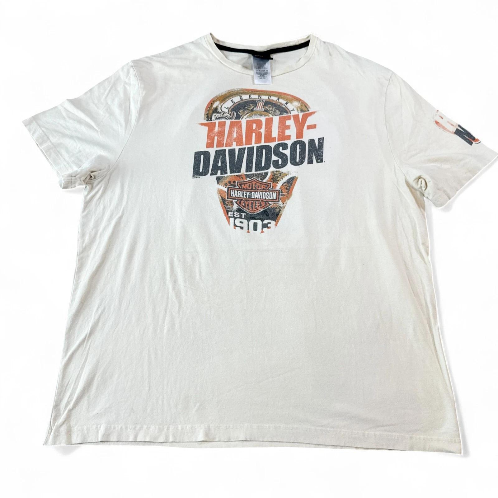 

Harley Davidson T Shirt Adult Size 2XL XXL Off White Double Sided Pensicola M