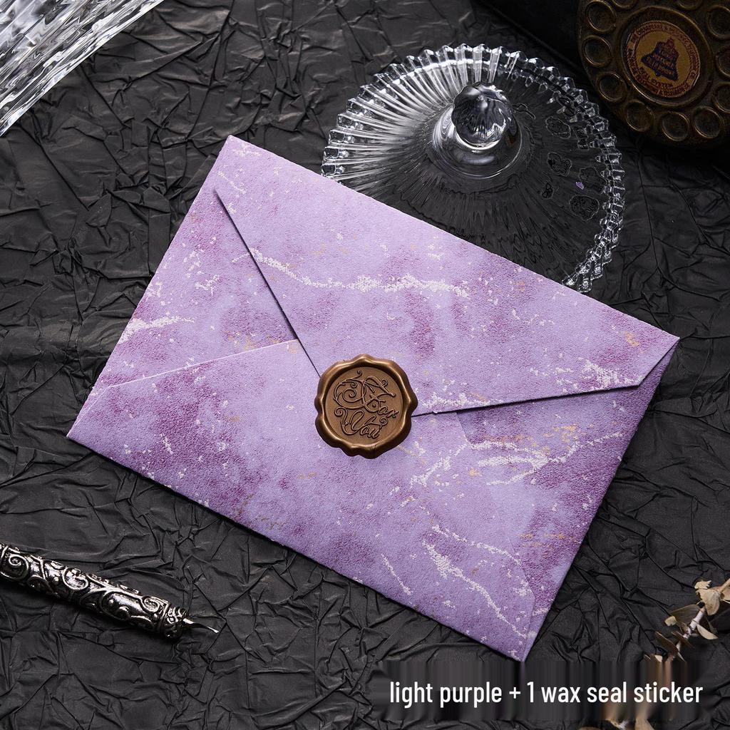 Gilded Envelope & Letter Paper Set - Embossed Texture, Straits Style, Handwritten Love Letters with Wax Seal for Valentine's Day