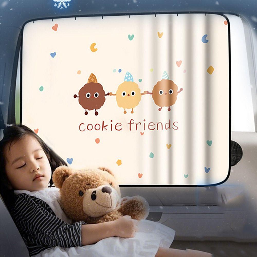 UV Protection Cartoon Car Curtain Embedded Rail Vehicle Privacy Shades  Car Interior Accessories