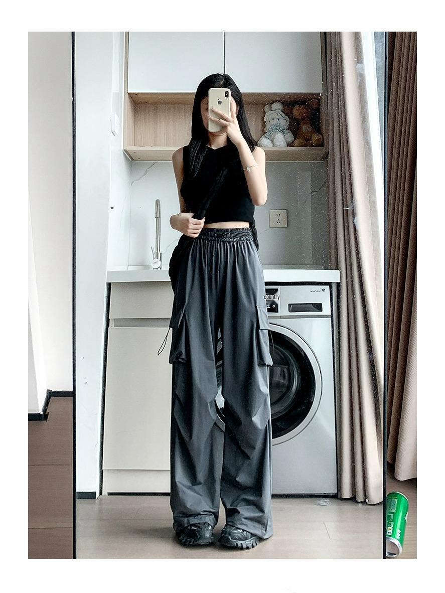 

Petite Women s High-Waisted Wide-Leg Summer Parachute Pants L (106-115 jin)