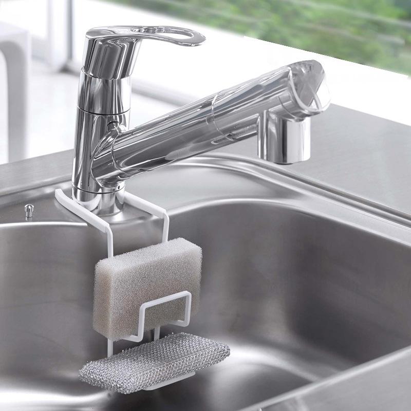 Japanese Style Kitchen Sink Rack Sponge Drain Rack Dishwashing Supplies Storage Rack Non-punching Kitchen Rack
