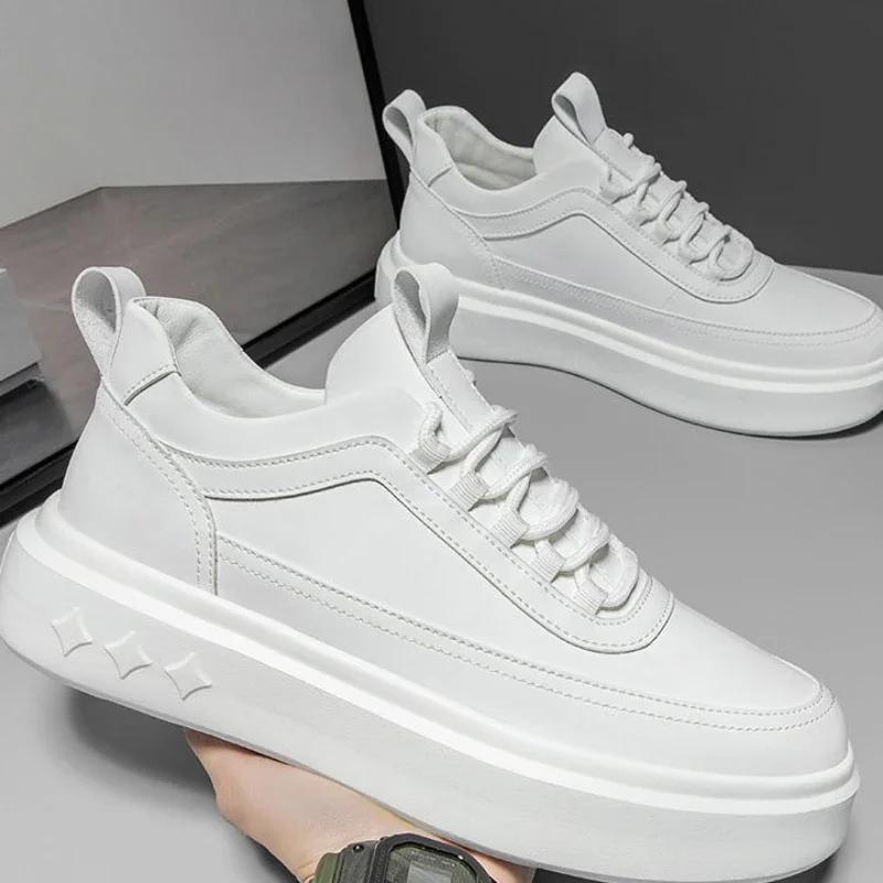 Fashion 2024 Spring New Men's Shoes Breathable Trendy All-match Sneakers Inner Heightened Casual Shoes Vulcanized Small White Shoes Men