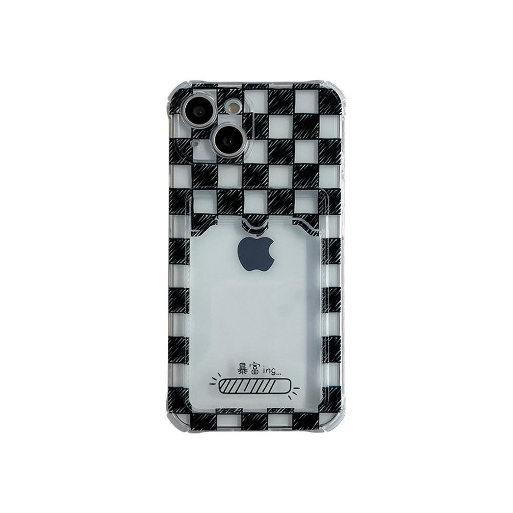 Checkerboard Card-Insertable iPhone 11/12 Pro Case for Women, Fits XR/XS Max.