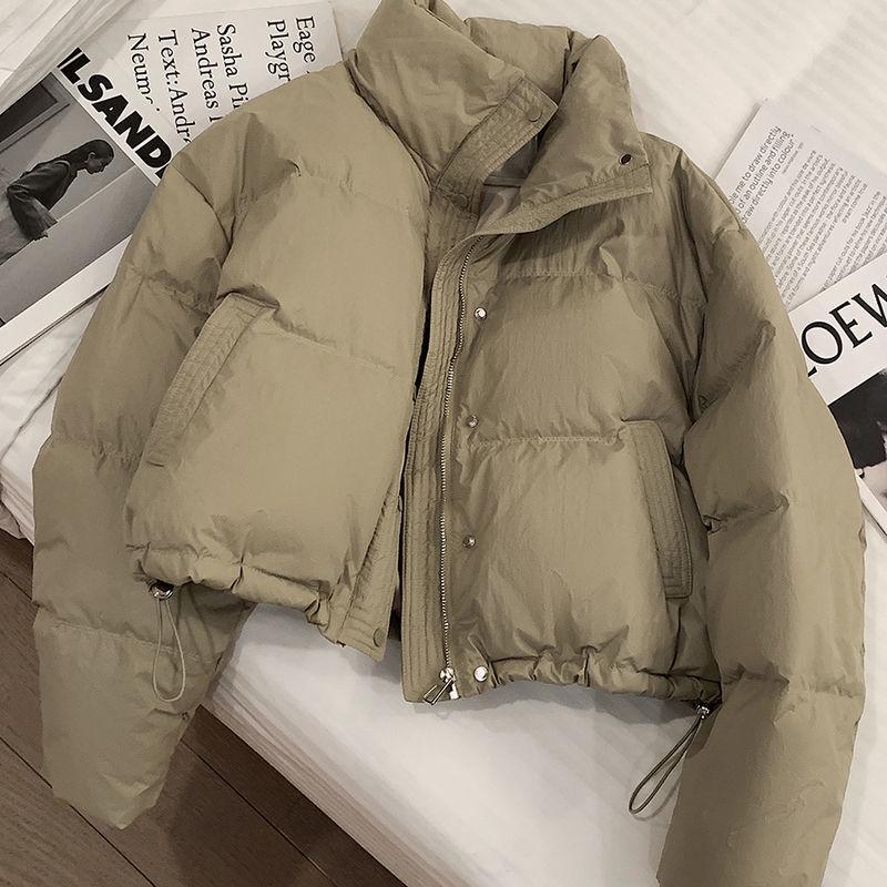 Women's Short Leather-Faced Cotton Jacket, 2025 Korean Style, Washable Loose-Fit, Thickened Fashion Design