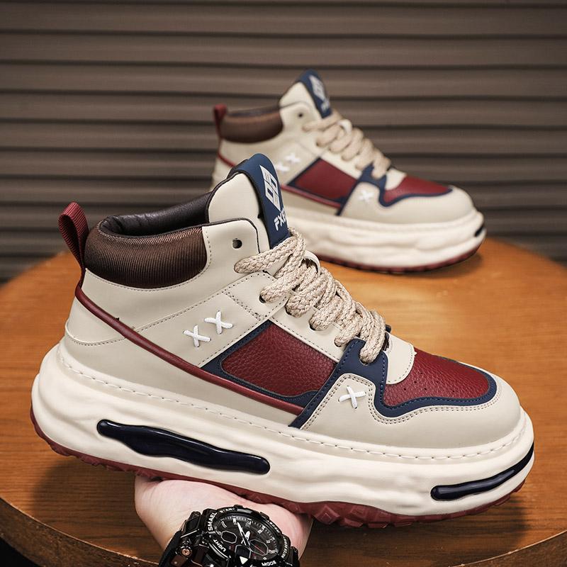 

Men s shoes autumn new high-top leather surface comfortable casual platform Korean version lace-up versatile Internet celebrity shoes men 44