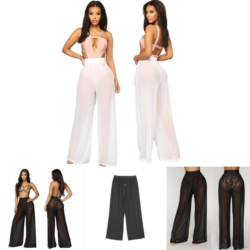 Women's Sexy Boho Mesh Sheer Pants Cover Up For Beach Pool Parties