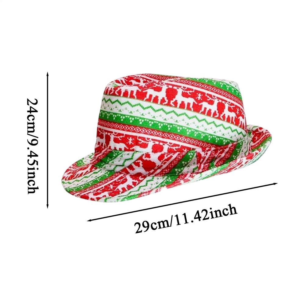 Christmas Fedora Hats Adults Classic Breathable Festive Snowflake Pattern Headwear Soft Christmas Fedora Hat For Family Men