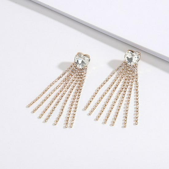 Versatile Japanese-Korean Gemstone Chain Earrings: Trendy Long Pendant Style for Women