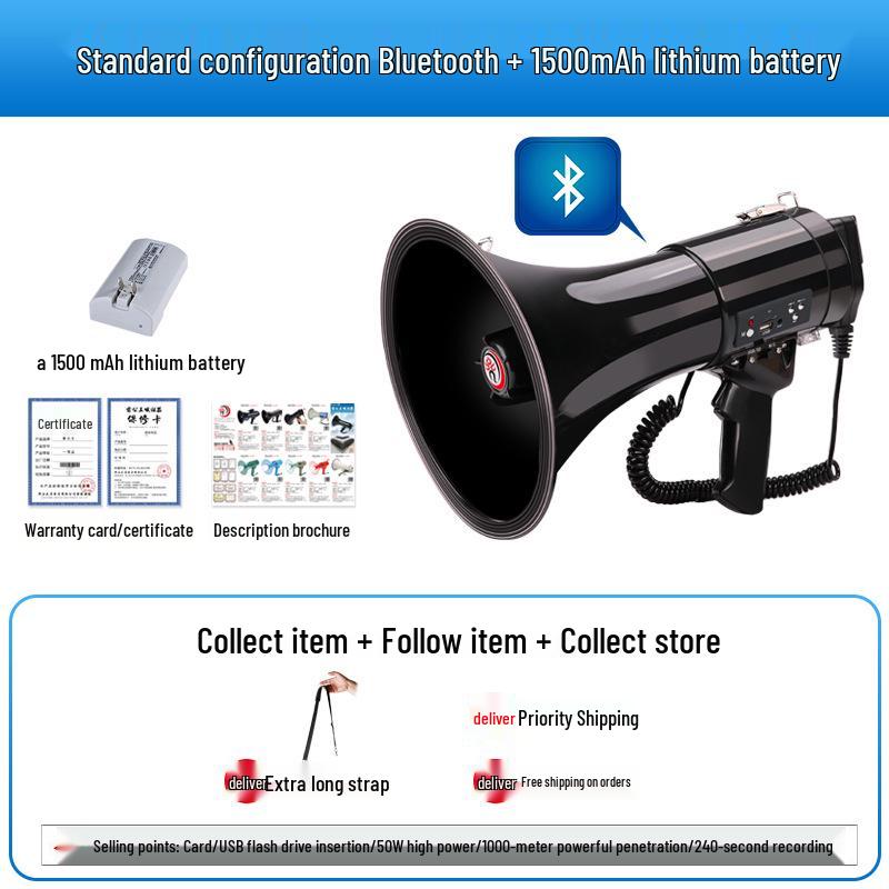 High-Power Bluetooth Megaphone: Thunder King CR-87 - Portable Multifunctional Handheld Amplifier for Outdoor Promotions & Patrols
