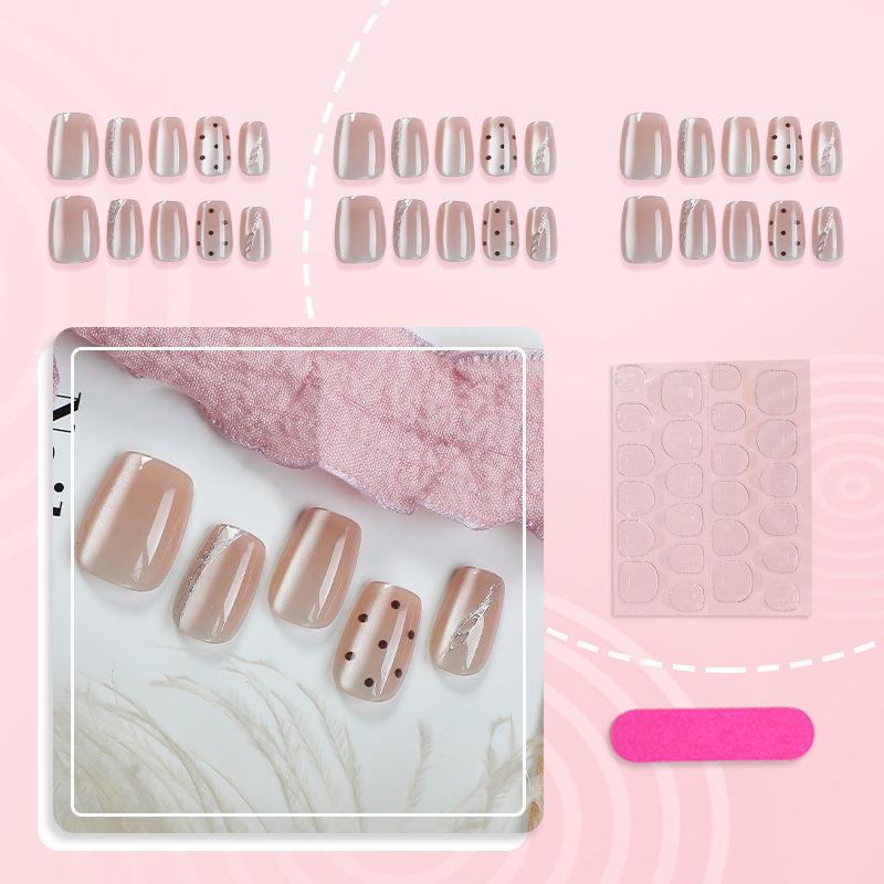 Handmade Nude Pink Gradient Cat Eye Nail Art Stickers