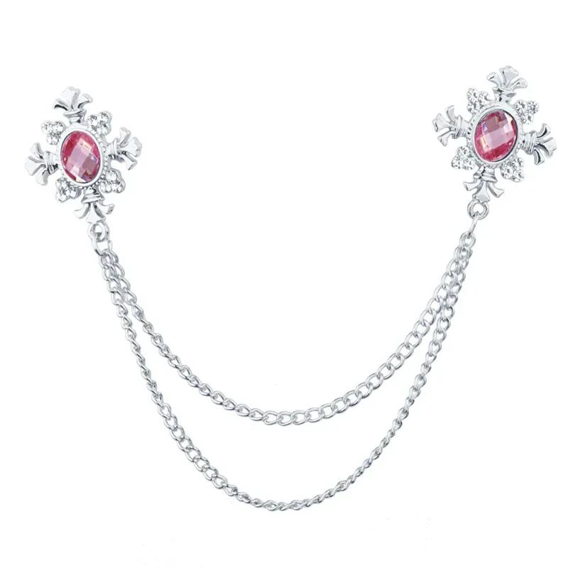 Fashion Tassel Crystal Cross Chain Brooch Women's Shirt Collar Pins and Brooches Personality Lapel Pin Buckle Women Accessories