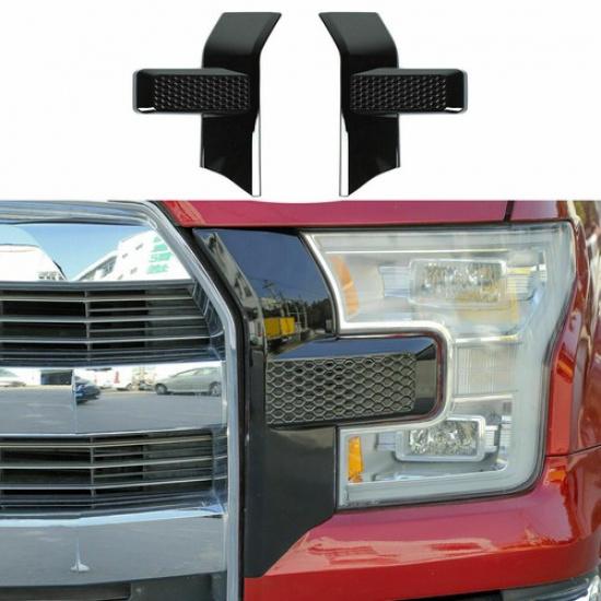 Black Front Bumper Headlight Grille Decor Cover Trim For 2015- Ford F-150