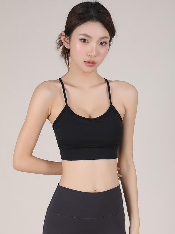 Women's Breathable Shockproof Strappy Back Sports Bra for Yoga & Fitness